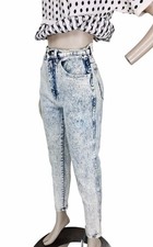 Vintage 80s STEFANO High-Waisted Stretch Acid Wash Skinny Jeans Size 8