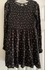 American Eagle XS Long Sleeve Smocked Bodice Dress Floral Keyhole Neck Lined