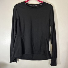 Spyder Active Women's Long Sleeve Zip Pocket Thumb Slit Stretch Top Black L