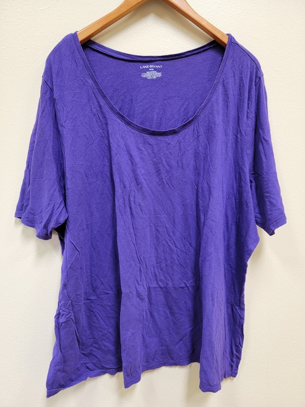 Lane Bryant 26/28 Women’s Short Sleeve Scoop Neck Purple Super Soft 3XL