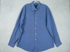 Van Heusen Mens Large Blue Check Button-Down Long Sleeve Shirt