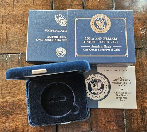 2025-S Navy 250th Anniversary Privy Proof American Eagle Box & COA | No Coin