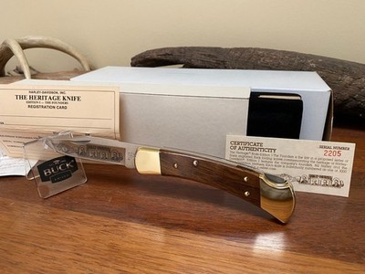 Buck Knife 110 - (1990) Etch ''The Founders'',  1st Edition Box, COA, Papers *NOS*