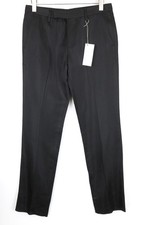 RICHMOND Men Trousers 48 Slim Fit Black Pleated Zip-Fly Plain Solid Chino