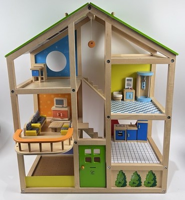 Hape All Seasons Doll house With Furnishings Wooden High Quality Dollhouse