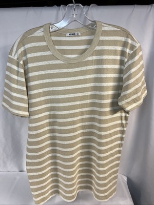 Buck Mason Cotton Textured Tee Mens Small Tan Striped Recycled Cotton