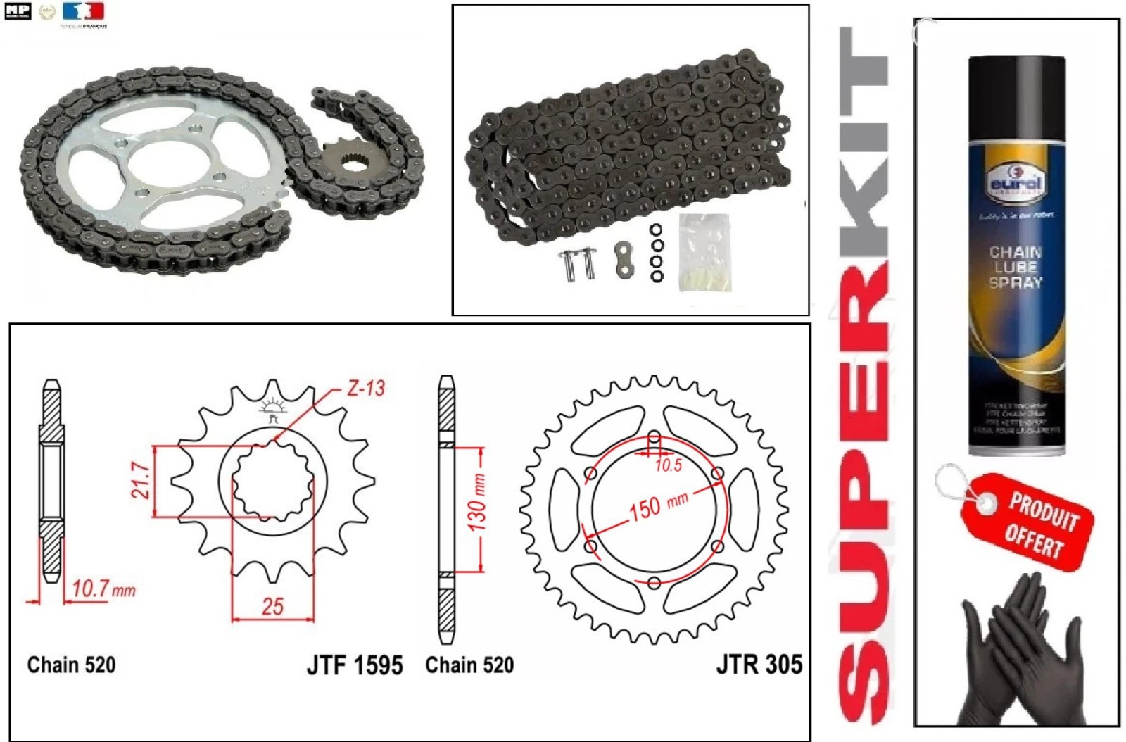 Kit chaine 520 Xring de précision mécanique acier forgé pour Yamaha XJ6 09-16