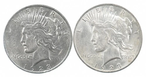 1923 & 1923 & Peace Silver Dollar $1 Bullion Collection Lot *922