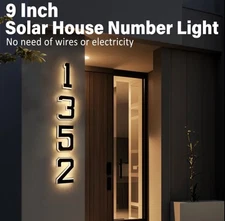 Solar House Numbers Lighted Address Sign Waterproof LED Address Plaque for Home