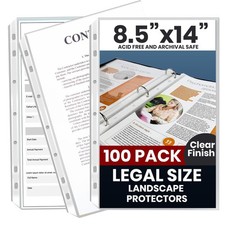 100 Pack Legal Size Heavyweight Clear Sheet Protectors for Binders & Documents