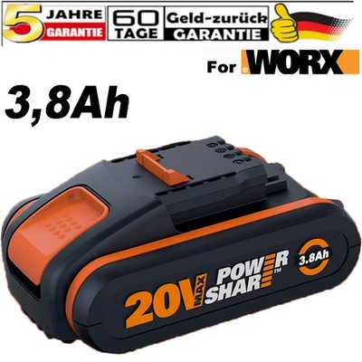 NEU 20V MAX 3,8Ah Akku Für Worx Ersatzakku WA3553 WA3556 WA3551 WA3639