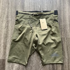 New Nike Trail Dri-FIT Lava Loops Men’s Size M Olive Green Running 1/2 Tights