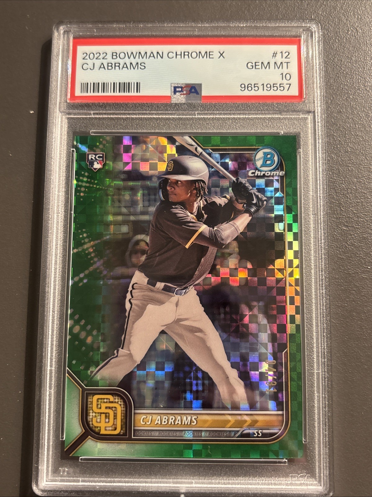 2022 Bowman Chrome X C.J. Abrams #12 (RC) Green X Refractor /31 PSA 10 Pop 5 SP