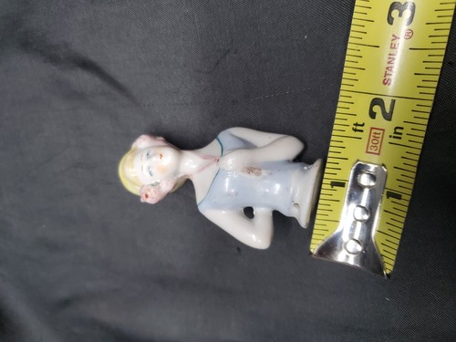 A2 3" Antique vintage Porcelain half doll German handpainted - Picture 9 of 9