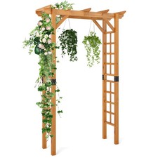 7 FT Garden Arch Wooden Arbor Outdoor Wood Trellis for Climbing Plants