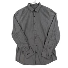 Calvin Klein Shirt Mens Large Gray Slim Fit Geometric Long Sleeve Cotton NWT