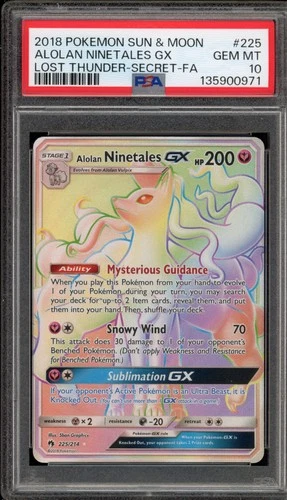Pokemon Alolan Ninetales GX Lost Thunder Secret Rare #225 PSA 10 Gem Mint