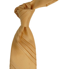  530 NWT Stefano Ricci Satin Gold Pleated Silk Neck Tie Italy 3.5W