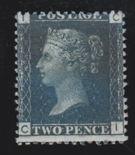 QV GB 1858 SG 47 2d Deep Blue Fine Mint Plate 14 CI