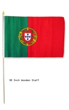 12x18 Wholesale Lot 3 Portugal Country Stick Flag 30" wood staff