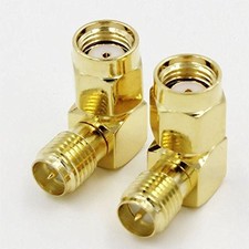 2pcs RP-SMA Male to RP-SMA Female Right Angle In Series RF Adapter Connector Hi