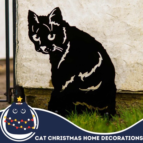 Cat Silhouette Home Decoration Statue Metal Art Garden Ornament Gift Lover Owner - Picture 18 of 48