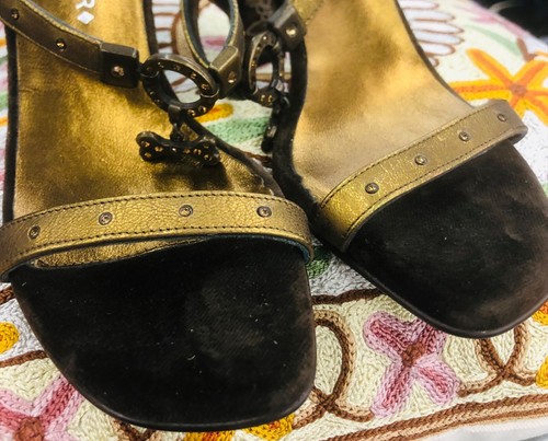 NEW Donald Pliner Couture High Heel Shoes Sandals Italy Metallic Bronze Designer - Picture 23 of 24