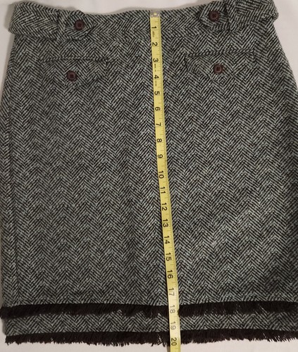 BUSHWACKER Herringbone Lined Tweed A-line Mini Skirt Size 4 UK 10 Brown Blue NWT - Picture 11 of 13