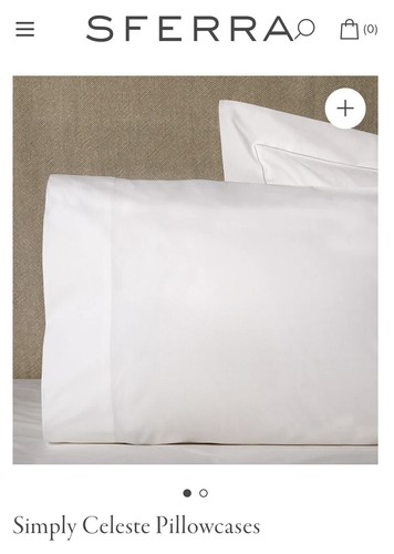 ITALY SFERRA SIMPLY CELESTE COTTON PERCALE CLASSIC PILLOWCASES - WHITE COLOR