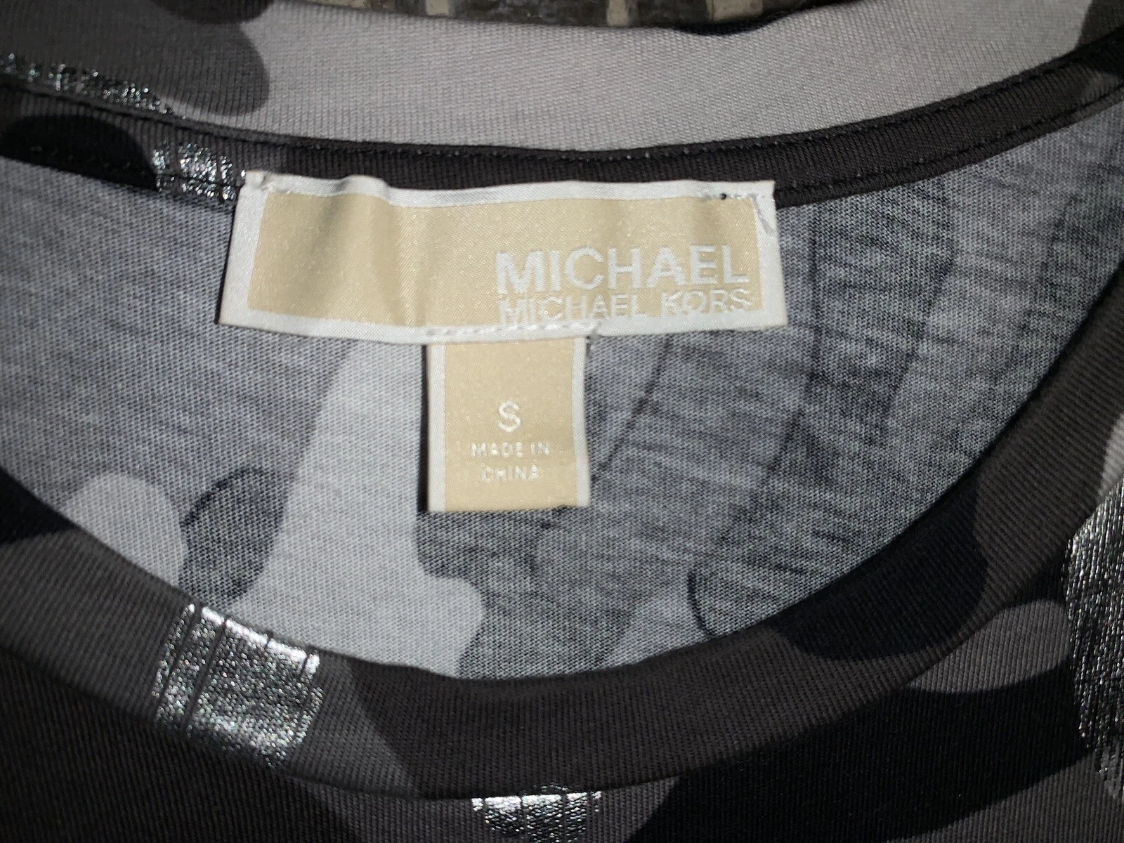 Abito Camicia Donna Michael Kors Stampa Cammo Logo (S M Gunmetal)