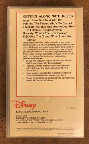 Disney Educational Productions: Getting Along With Rules VHS 1990 Walt Disney - Picture 3 of 4