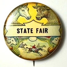 c1910 State Fair Agricultural Equestrian Themed  1.25" Celluloid Pinback Button