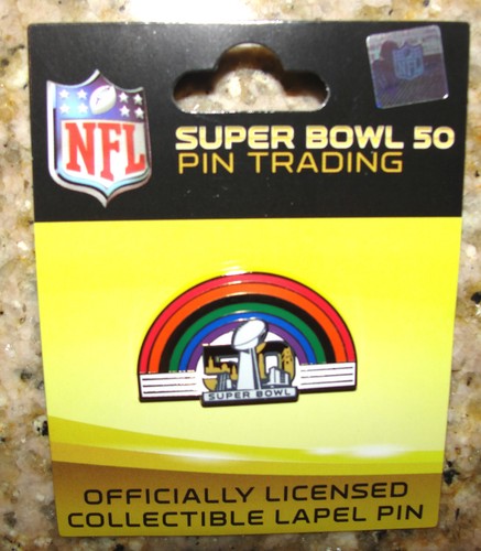 NFL 2016 SUPER BOWL 50 YEARS RAINBOW PIN FOOTBALL San Francisco California USA - Picture 3 of 4