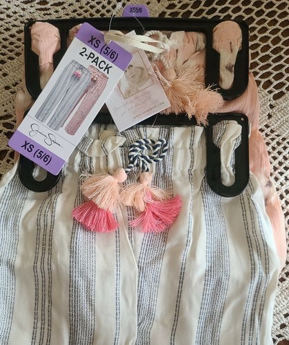 Two (2) Jessica Simpson™ Youth Size XS (5/6) ~ Navy Stripe ~ Peach Floral Pants - Picture 5 of 6