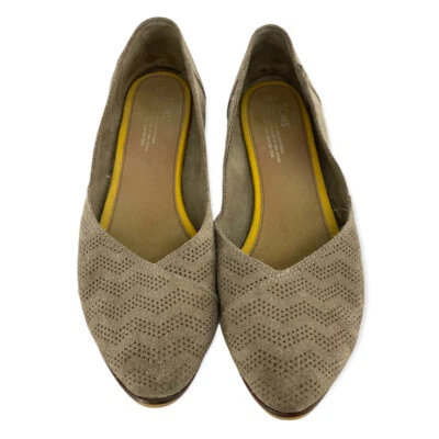 Toms Diamond Jutti Suede Taupe Flats Womens 9.5 Pointed Toe - Image 1 of 4