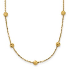 14k Yellow Gold Beads Station Necklace 17" 3.39g Gift for Mother