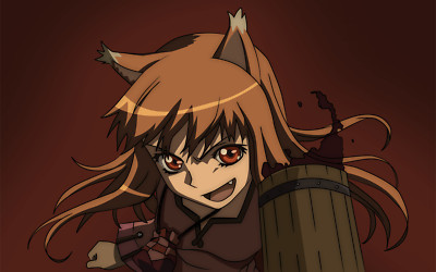 Anime spice and wolf holo redhead orange eyes wine Custom Gaming Mat Desk