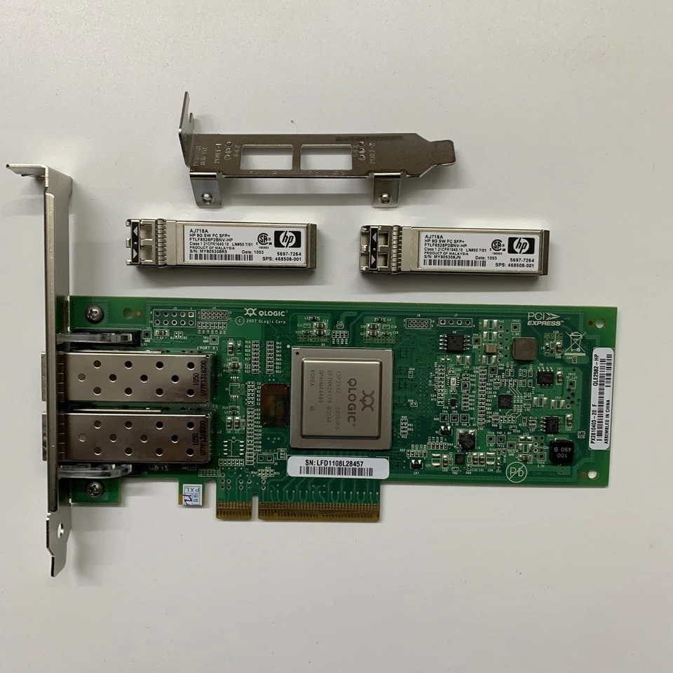 HP Qlogic QLE2562 AJ764-63002 489191-001 Dual-port PCIe x8 8Gb FC Adapter W/2XSF - Bild 3 von 4