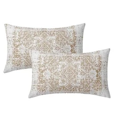 Brown Ethnic Boho Lumbar Pillow Covers 12x20 Inch 12x20 Inches Carpet-tancoffee