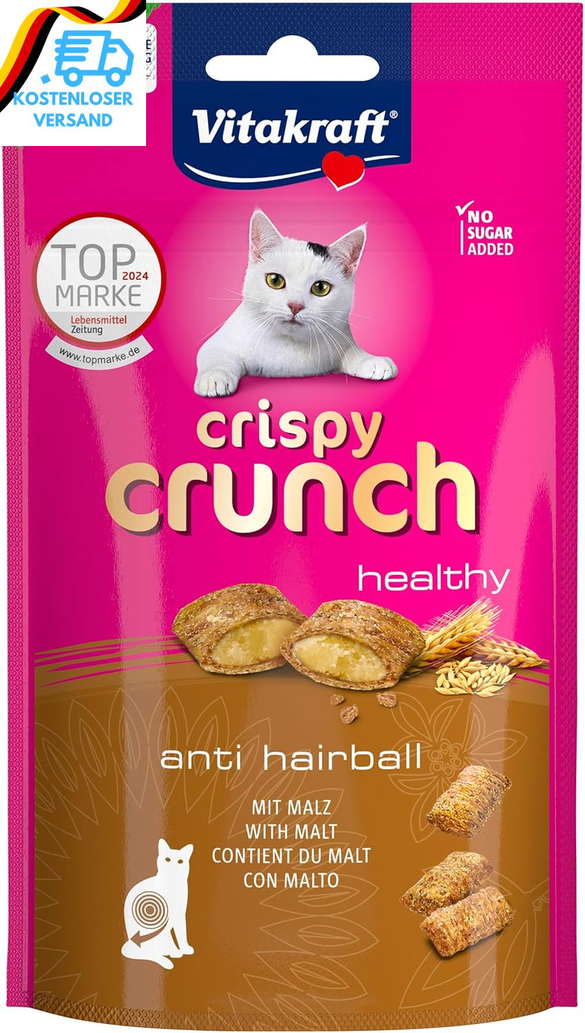 Vitakraft Crispy Crunch, Knusprige Snackkissen Gefüllt Mit Malz, Katzensnack, Zu