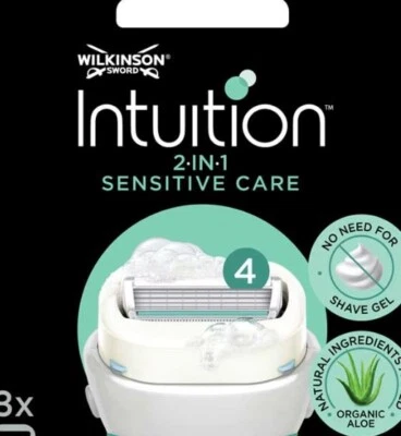 Wilkinson Sword Intuition 2-IN-1 Sensitive Care For Women 4 Blade Refill Pack -3