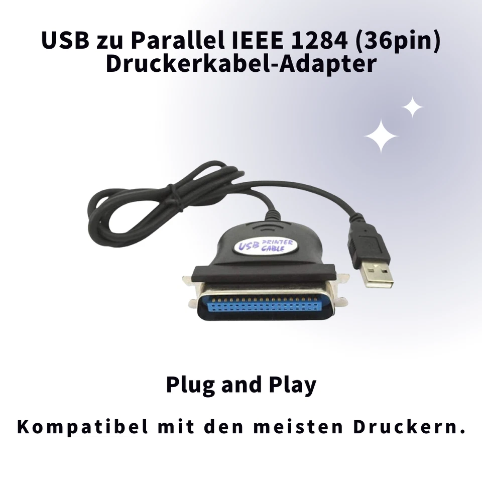 M40C Druckerkabel USB auf Parallel Adapter Kabel DB36 IEEE- 1284 Parallel 0.8m - Bild 2 von 4