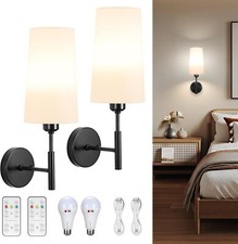 Battery Operated Wall Sconces with Remote Set of 2 Rechargeable Wall Light/Lamp
