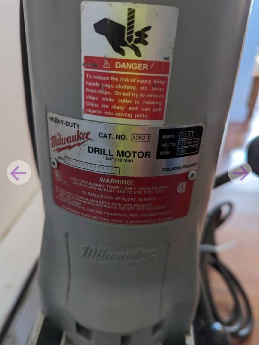 Milwaukee 4202 Drill Press 120V 60Hz 12.5A 42621 Drill Motor