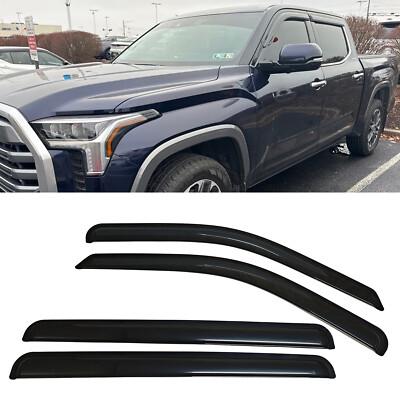 Fit 2022-2026 Toyota Tundra CrewMax Window Visors Sun Vent Shade Rain Wind Guard