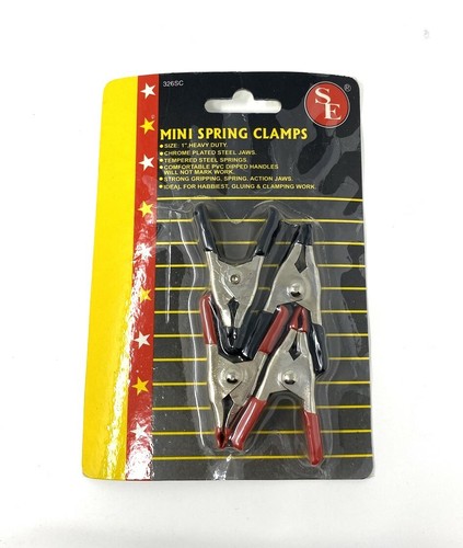 NEW ! 4PC MULTIPURPOSE 1" METAL SPRING CLAMP WITH RED & BLACK PVC COATED TIPS - Picture 2 of 2