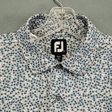 FootJoy Polo Shirt Men's Large Floral Geometric Blue Gray Performance Stretch