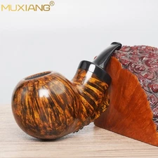 MUXIANG Briar Wooden Apple Pipe Small Pocket Tobacco Pipe Burl Cumberland Stem