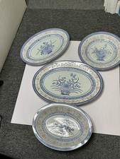 Jingdezhen Blue Floral Porcelain Oval Serving Platters Bowl Set Of 4 Large