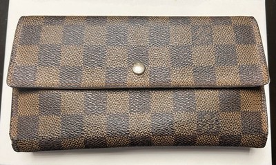 Authentic Louis Vuitton Damier Ebene Long Wallet Made in France w/ Entrupy COA